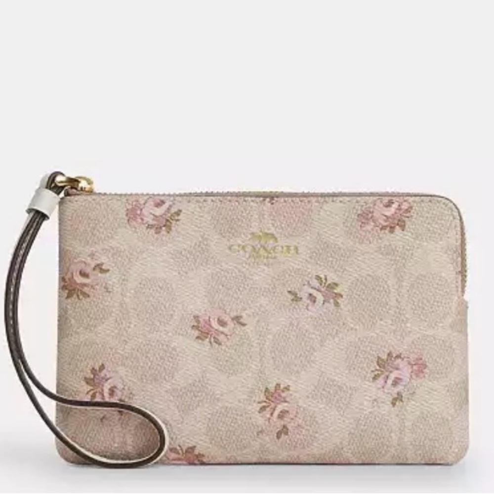 Coach Pink Floral Signature Wristlet